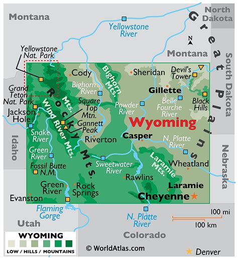 wyoming map with cities.
